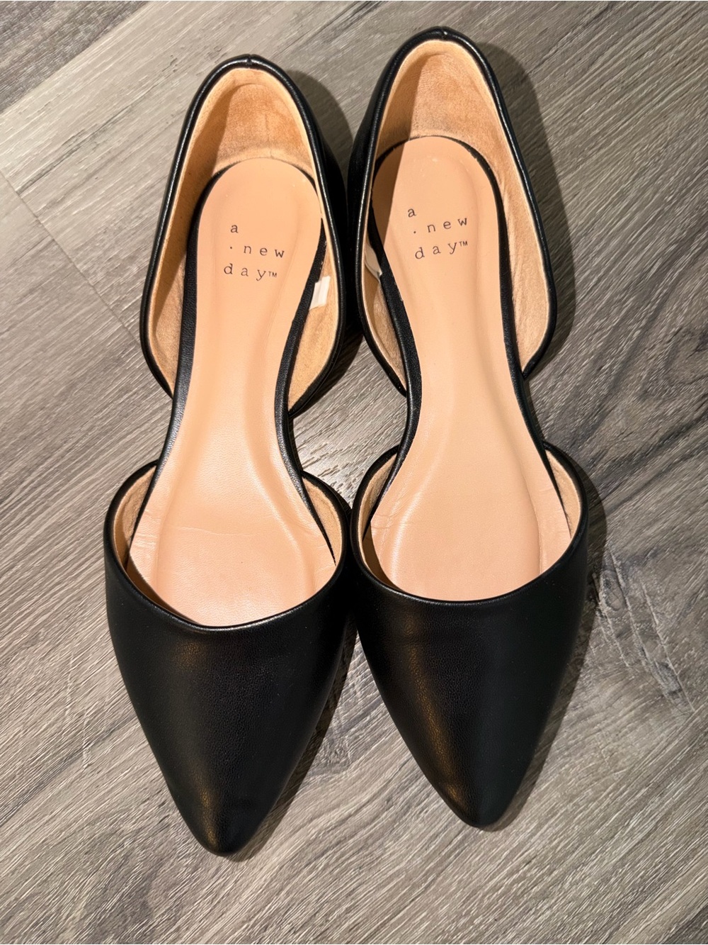 a new day Black Pointed flats